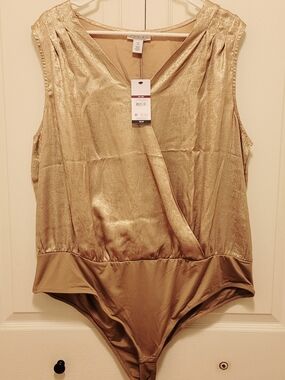 Sofia Metallic Gold Surplice Bodysuit